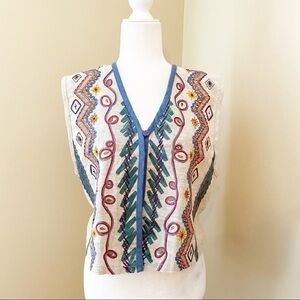 IB Diffusion Vintage Linen Embroidered Vest - M